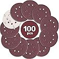 STEBRUAM 100PCS 125mm Sanding Discs 80 Grit, 5 Inch 8 Hole Hook and Loop Sanding Pads for Random Orbital Sander