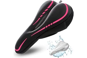 RONUX Coussin étroit de selle de vélo, [mousse à mémoire de forme et gel supplémentaires] Coussin de selle de vélo confortable, pour vélo de route, Peloton VTT, accessoires de cyclisme confortables,