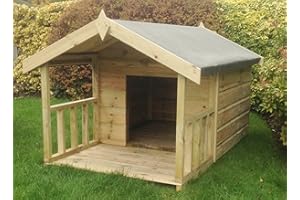 PINELAP 4x3 Quality Wooden Apex Dog Kennel + 2ft front veranda (6x3) - Pressure Treated T&G
