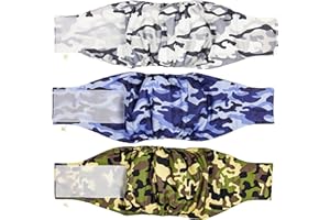 PET MAGASIN Pañales para Perro Cubre Panza Lavables [Juego de 3 Piezas] Pañales Reutilizables y amigables con el Medio Ambiente (Camo, L)