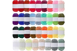 Yayatty 35 Colores Lanas para Crochet y Tejer, Hilo Algodón Acrílico DIY y Tejido a Mano (Color 35)