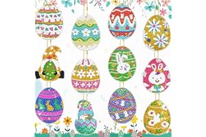 LJEVANDRIA Diamond Painting Ostern Ostereier Schlüsselanhänger,12 Stück Diamond Painting Kinder Anhänger Set Deko Frühling,5D Diamant Malerei Frühjahr DIY Basteln Osterdekoration (Ostern Frühling Dekorationen)