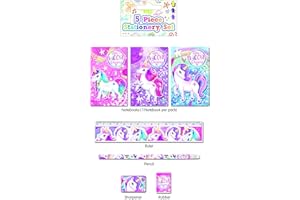 Henbrandt Unicorn Lot de 5 articles de papeterie avec motifs de licorne