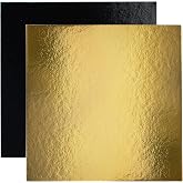 Set of 10 Square Cake Stands in Coloured Boxes with Sizes of Your Choice (Gold/Black, 26 cm)