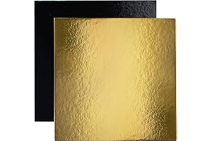 MIAMEX Juego de 10 Soportes de Pastel Cuadrados en Cajas de Colores, con Tallas de su elección (Dorado, Negro, 32 cm)