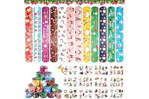 Shinybox Zestaw 60 bransoletek bożonarodzeniowych, 48 sztuk, dla dzieci z 12 naklejkami świątecznymi, na Boże Narodzenie, na imprezę, upominki na Boże Narodzenie, przyjęcie dla dzieci