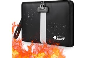 ZJTAPE Bolsa de Archivo ignífuga e Impermeable con Cerradura - Bolsa ignífuga para Dinero, Caja Fuerte portátil, Maletín de Gran Capacidad para Tabletas, Dinero, Documentos A4, Contratos y Objetos de Valor
