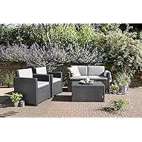 Koll Living Lounge Set Korsika Boxtisch, in anthrazit, inkl. Sitzauflagen & Rückenkissen, wetterfest und UV-beständig…