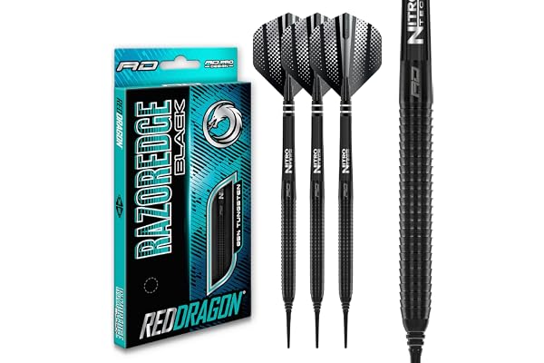 RED DRAGON Flechette Pointe Acier/Plastique Razor Edge Fléchettes 85% Tungstene | Flechettes 20g, 22g, 24g, 26g, 28g Steeltip ou 20g Softip | 3 x Fléchette Professionnelle | 3 x Ailettes | 3 x Tiges