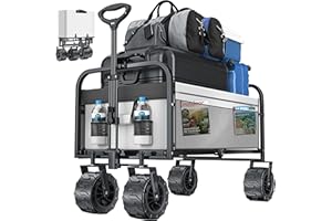 KESSER® Carrello Pieghevole con Pneumatici Larghi Carrello a Mano Carretto da Trasporto Carrello Porta-Attrezzi | incl. 2 Tasche a Rete | Pieghevole | Ruote in Gomma Piena