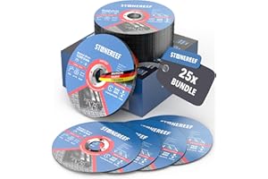 STONE REEF Dischi da taglio [125 x 1,0 x 22,23 mm] dischi flessibili extra sottili, doppi rinforzati (1 mm) – 125 mm per smerigliatrice angolare & Flex – Set da 25 per lavorazione precisa dei metalli, ideali per