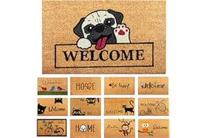 AMARU DOOR MATS Felpudo Perro Welcome de Fibra Coco - 70x40cm - Felpudos Antideslizantes - Felpudos Originales para la Entrada a Casa, Pasillos, Puertas de Exterior-Accesorios para el Hogar-Material Resistente