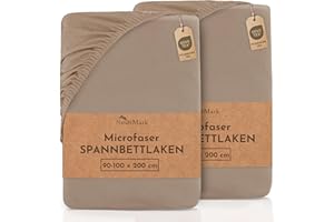 NatureMark Prześcieradło z gumką z mikrofibry, dwupak, w wielu rozmiarach i kolorach, markowa jakość, Öko-Tex Standard 100, 90 x 200 cm – 100 x 200 cm, kolor: piaskowy/beżowy