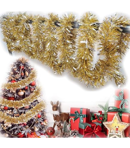 Guirlande De Noël 6 Pièces X 2m Tinsel Rouge - Décoration Sapin Fête Anniversaire