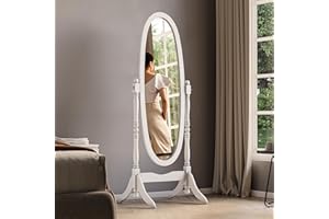 Vida Designs Nishano Cheval lustro podłogowe wolnostojące na całej długości opatrunek regulowane meble duże białe