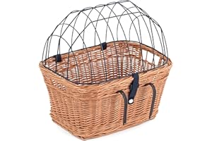 Tigana - Fahrradkorb aus Weide mit Gitter und Kissen für Lenker Natur (Lenker 45 x 33 cm - (N-S))