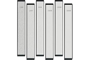 CWOVRS Diamond Sharpening Stones, 6 PCS Diamond Whetstones Knife Sharpening Kit with Anti-Slip Base- 120#, 240#, 600#, 1000#, 2000#, 3000# for Fix-Angled Knife Sharpening System, Ruixin Pro Sharpener