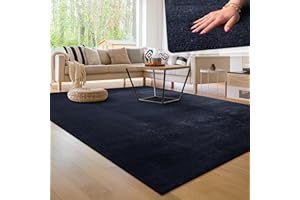 Paco Home Tappeto Moderno e Morbido per Soggiorno a Pelo Corto Lavabile Fluffy Uni Effetto Pelliccia Senza Tempo Elegante Antiscivolo Facile da Pulire, Dimensione:160x220 cm, Colore:Navy-Blu