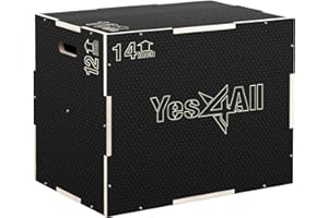 ‎YES4ALL Yes4All Plyo-Box aus Holz, 3-in-1, rutschfeste Step-Up-Box für Workout, plyometrische Sprungbox für Seilspringen, Springen, Ausfallschritte, Kniebeugen und Dips
