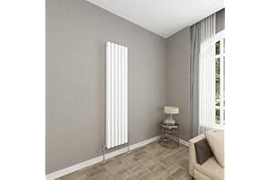 Sky bathroom | 1600x354mm - Modern White Vertical Double Panel Oval Column Radiator Central Heating Designer Radiator