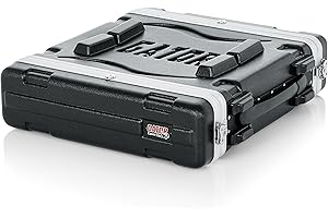 Gator GR-2L Molded PE 2U 19.25 inch Deep Rack Case with Front / Rear Rails and Locking, Black