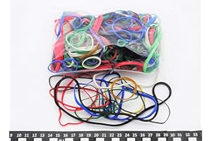 Progom - Elastici in gomma, vari, lunghezza piatta: da 30 mm a 200 mm. Larghezza: da 1,7 mm a 10 mm, sacchetto da 100 g.