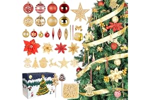 Agoer 163-częściowy zestaw bombek choinkowych – bombki choinkowe z tworzywa sztucznego, wiszące zawieszki do dekoracji i ozdób choinkowych