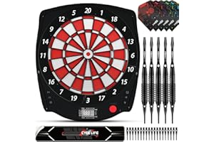 CyeeLife Diana electrónica Profesional – Diana con 12 Dardos y Accesorios – Soft Tip Dartboard Set para Adultos - No Data Cable ！