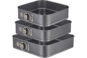 Relaxdays fyrkantiga bakformar, set om 3 springformar, kakform om 24, 26 & 28 cm, non stick ugnsform, långpanna