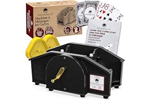 WEIDEBACH® czarny mikser kart ze złotą korbą do wszystkich standardowych gier karcianych, mikser kart z 2 zapasowymi zestawami kart i korbą, urządzenie do mieszania kart z li