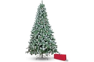 BRIGROS LA VOGLIA DI FARE Brigros - Albero di Natale Artificiale Ago di pino folto, Borsone, Effetto Realistico, Rami a Gancio, Facile Montaggio, PVC, Base Metallica, Ignifugo (150 cm, Innevato)