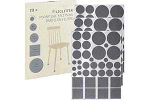 Almohadillas de Fieltro Autoadhesivas Grises: Juego de 111x Almohadillas Redondas en 5 tamaños - Protectores de Suelo para mesas, sillas y Muebles - Protector de Suelo de Fieltro Adhesivo de LIVAIA