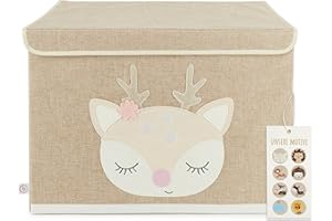 Bieco Faltbox mit Deckel | 65 Liter | ca. 36 x 36 x 51 cm | Spielzeugkiste | Kinder | Kisten | groß | Wickeltisch Organizer | Reh Ella