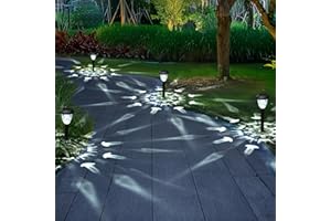 GIGALUMI Lampy solarne do ogrodu na zewnątrz, 8 sztuk, lampy ogrodowe LED ze świetnym wzorem, wodoodporne, automatyczne włączanie/wyłączanie, zasilane energią słoneczną, do ogrodu, chodnika, podjazdu,