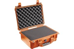 PELI 1450 Sturzfester Koffer für Empfindliches Equipment IP67 Wasser- und Staubdicht 15L Volumen, Mit Schaumstoffeinlage (Anpassbar) Orange 1450-000-150E Mit Schaum/Orange M