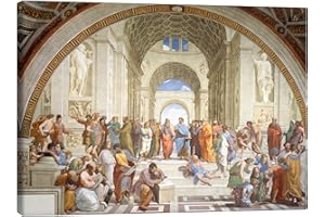 POSTERLOUNGE Szkoła Ateńska Obraz na płótnie Raffael 130 x 100 cm Beżowy Renesans Dekoracja ścienna