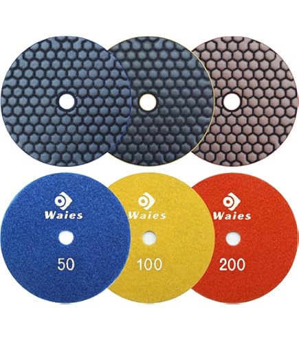 5-teiliges Diamant-Schleifpad-Set – 100 Mm Durchmesser, Mit M14-Gewinde & Kunststoff-Stützteller | Für Granit, Beton, Fliesen (trocken/nass)