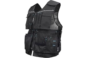 Högert Technik - HELWIG Werkzeugweste Schwarz Uni | Gewebe 100% OXFORD 600D Polyester | Arbeitsweste | Arbeitswesten männer mit vielen Taschen, Montageweste, Herren