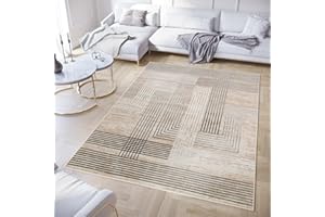 TAPISO Crystal Tappeto Pelo Corto Lucido Effetto 3D Design Moderno Motivo Astratto Geometrico Linee Simmetriche Grigio Scuro Bianco Beige Soggiorno Camera OEKO-TEX 180 x 250 cm