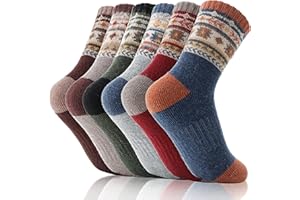 EBMORE Chaussettes Enfants Laine Mérinos, Randonnée, Sport, Hiver, Noël, Cadeaux, 6 Paires