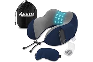 MNT10 Podróżna poduszka na szyję z miękką pianką Memory I Poduszka podróżna do samolotu, samochodu, kempingu I Poduszka na szyję z pianki Memory + DARMOWA maska do snu
