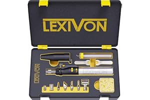 LEXIVON Soldering Iron Kit Blow Torch Multi-Purpose Kit, Cordless Self-Igniting Adjustable Flame 7-Tip Set, Pro-Grade Small Torch (LX-770)