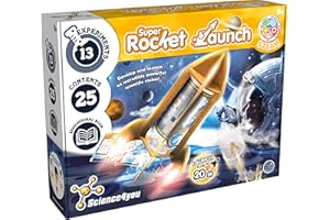 Science4you: Super Rocket Launch | Opracuj, przetestuj i wystrzel własną niesamowitą rakietę! 25-częściowy zestaw STEM z 13 eksperymentami | Wiek 8+