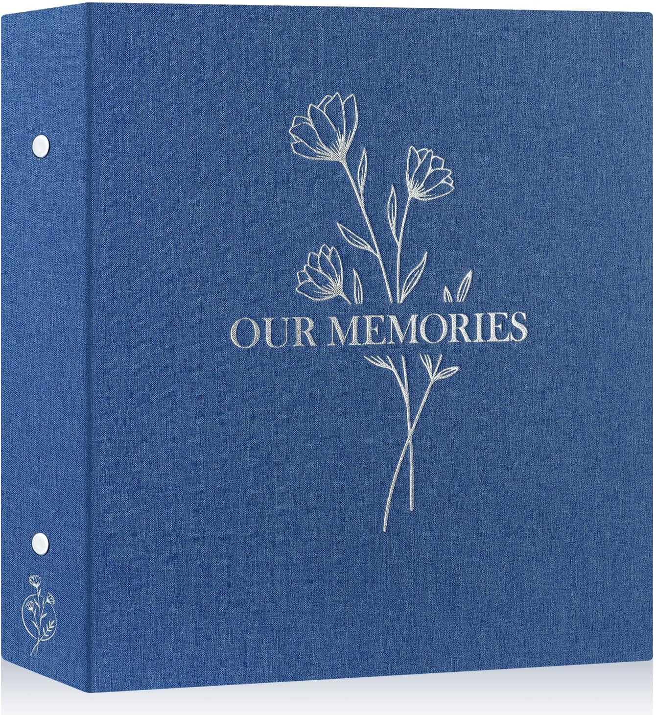 Lanpn Lino Album de Fotos 10x15 600, OUR MEMORIES Tapa Dura Grande Album para Photos Bolsillos Verticales Horizontal Azul