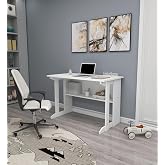 مكتب دراسة ENDA HOME COLLECTION مع رف عمودي ومكتب كمبيوتر ومكتب دراسة أبيض