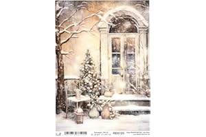 Josys Bastelmärchen Reispapier A4 Strohseide Decoupage Weihnachten Haus Haustür Winter RE6120