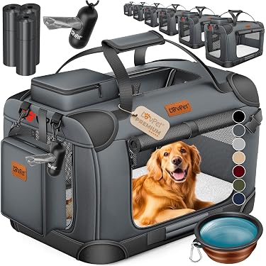 Trasportino Pieghevole Per Cani E Gatti, Approvato Dalle Compagnie Aeree, Con Finestre In Rete E Spazio Extra, Perfetto Per Viaggi E Visite Dal Vet