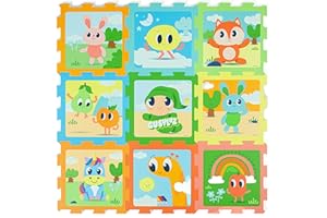 M MOLTO MOLTO Tapis en Mousse Puzzle 9 pièces réversible – Design Gusy Light – Sol pour Enfant rembourré et antidérapant – Tapis bébé à partir de 0 Mois – Mousse EVA Non Toxique