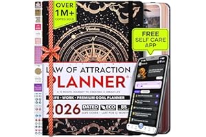 FREEDOM MASTERY Law of Attraction Planner 2026 - Hourly, Weekly & Monthly Goal Setting Planner with Productivity App | 12 Month Life & Gratitude Journal | Include Foldable Vision Board, Gift Box & Stickers