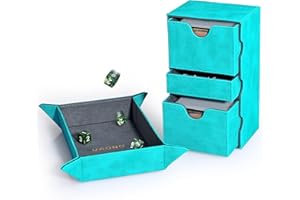 UAONO Card Deck Box with Dice Rolling Tray (Turquoise)